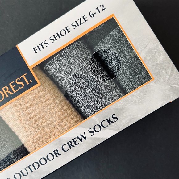 RAINFOREST Men's 6 Pair Outdoor Crew Socks NIB - Picture 3 of 5